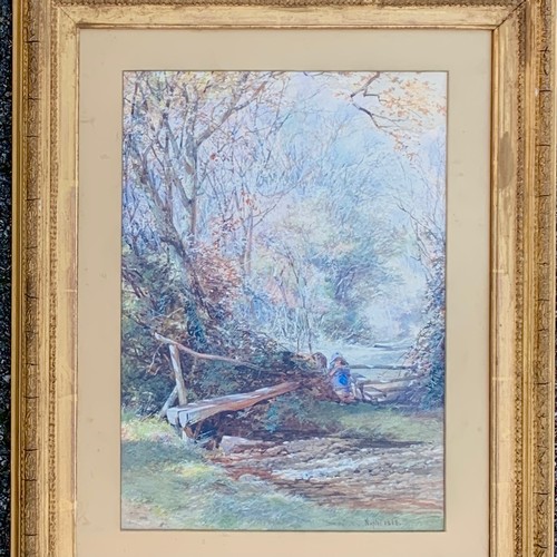 195 - Paul Jacob Naftel RWS (British 1817-1891) Autumn in Hawklit Wood, Devonshire, watercolour, signed an... 