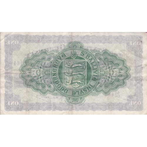 214 - British Banknote The States of Guernsey One Pound Signatory Marquand 1st August 1945.