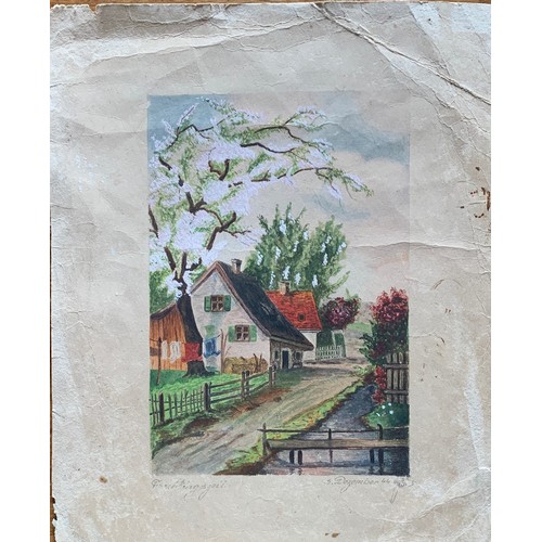 201 - German School, Country scene, indistinctly signed, 20 x 14 cm.