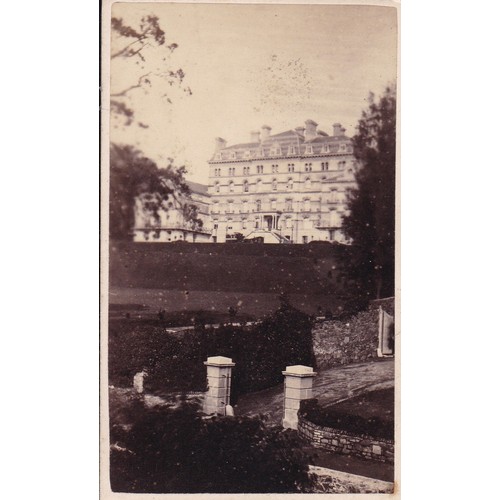 217 - A Victorian Mauchline ware beaker, Imperial Hotel Jersey, 7cm high' together with a carte de visite ... 