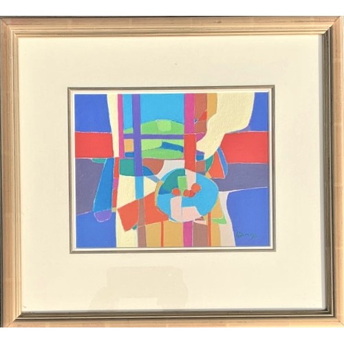 219 - Larry Ham (British 1934-2007), Still Life Abstract, acrylic, signed and dated '98, 19 x 24 cm.