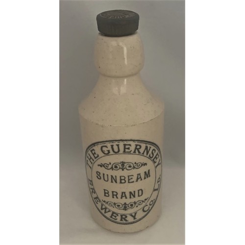 Stoneware Ginger Beer bottle with black transfer, The Guernsey Brewery