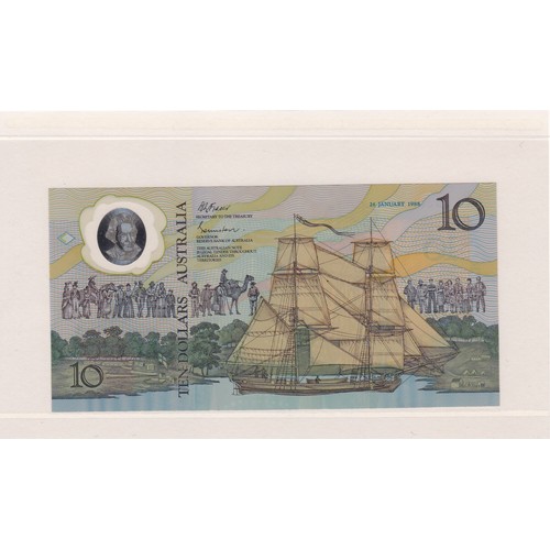 3 - Australia banknote, $10 issued 1988 with presentation sleeve - Australia's first Polymer banknote.