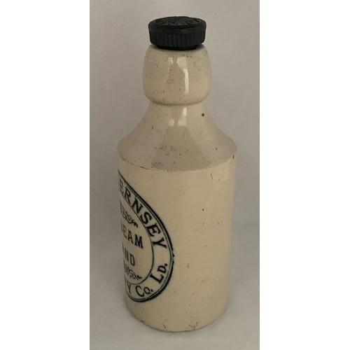 30 - Guernsey Ginger Beer bottle, white glaze with black transfer 'The Guernsey Brewery Co. Ld. Sunbeam B... 