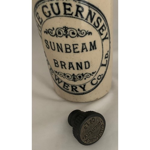 30 - Guernsey Ginger Beer bottle, white glaze with black transfer 'The Guernsey Brewery Co. Ld. Sunbeam B... 