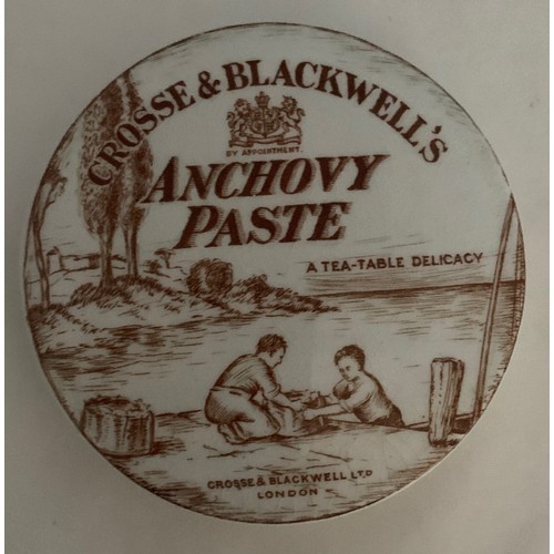 32 - Pot lid, pictorial brown print Crosse and Blackwell Anchovy Paste a tea-table delicacy,  8.5 cm diam... 