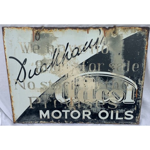 101 - Original vintage double sided enamel advertising sign, Duckhams Adcol Motor Oils, 19 x 24 inches.