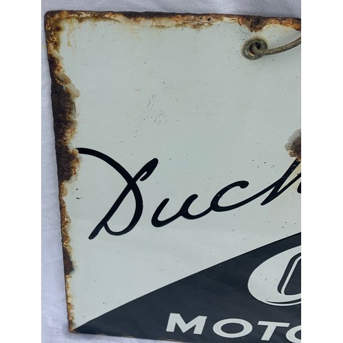 101 - Original vintage double sided enamel advertising sign, Duckhams Adcol Motor Oils, 19 x 24 inches.