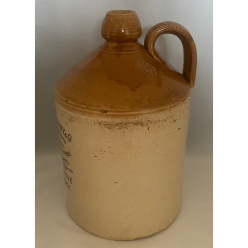 106 - A rare two tone Guernsey pictorial stoneware flagon, by Port Dundas Pottery Glasgow, with black tran... 