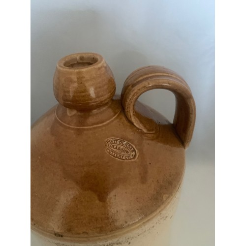 106 - A rare two tone Guernsey pictorial stoneware flagon, by Port Dundas Pottery Glasgow, with black tran... 