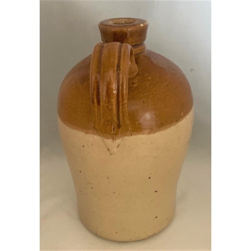 108 - A Guernsey two tone stoneware flagon by Price of Bristol, with black transfer 'Bertin Feuillerat Cav... 