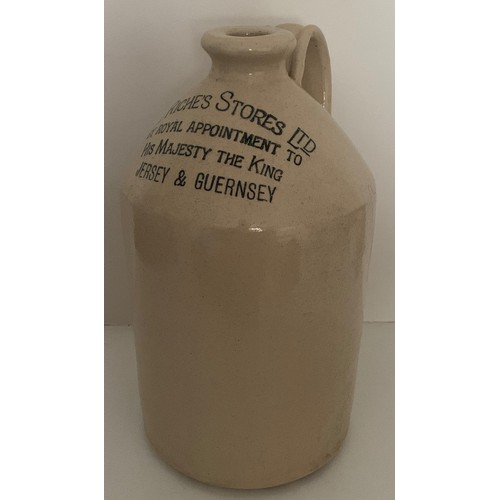 113 - Stoneware flagon, Le Riches Stores Ltd. By Royal Appointment His Majesty The King Jersey and Guernse... 