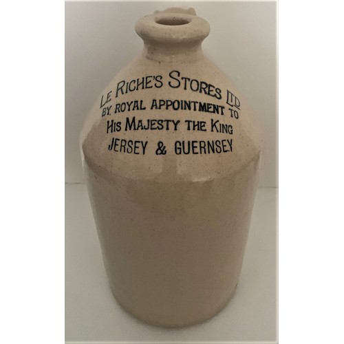 113 - Stoneware flagon, Le Riches Stores Ltd. By Royal Appointment His Majesty The King Jersey and Guernse... 