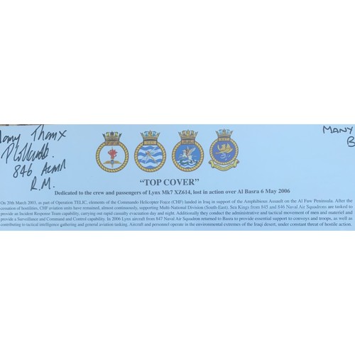 163 - Top Cover - Commando Helicopter crew memorial print, Basra 2006, signed and inscribed Guernsey Liber... 