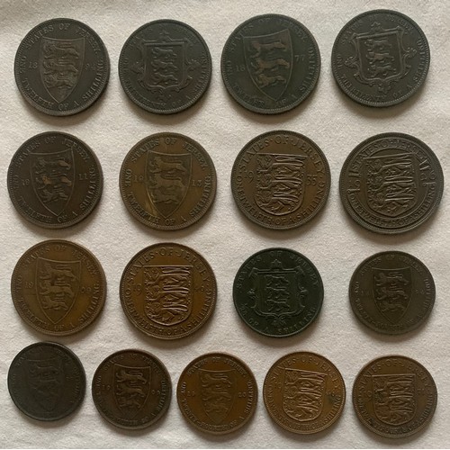 192 - A collection of seventeen Jersey coins (17).