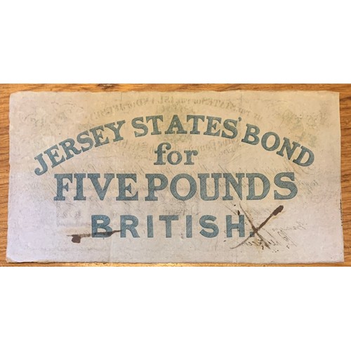 199 - Jersey Five Pounds Bond dated 1840, issued and cancelled.