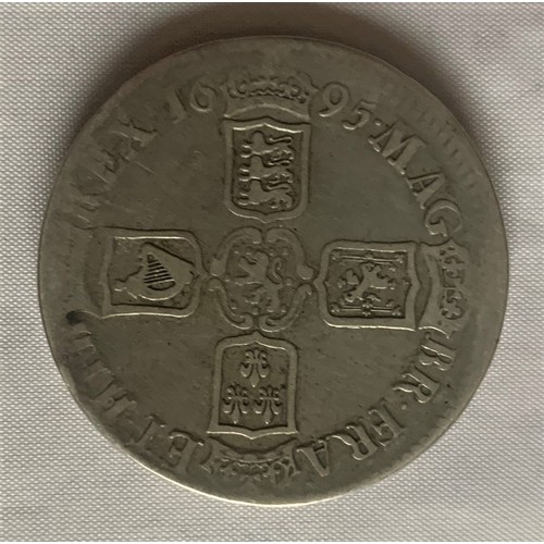 42 - British Coin, William III Crown, 1695 Septimo edge.