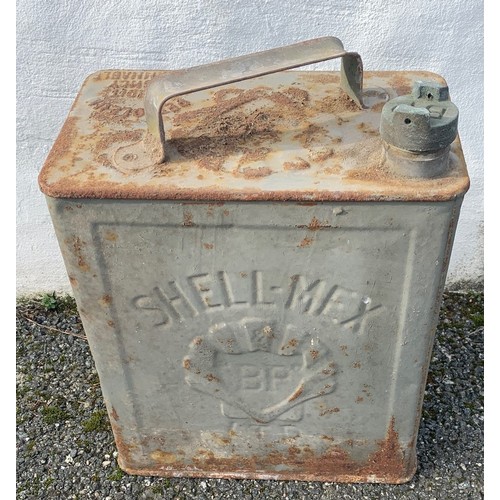 44 - Vintage Shell BP petrol can, with brass screw cap, a/f 28 x 25 cm. * See also Lot 50 - A similar but... 