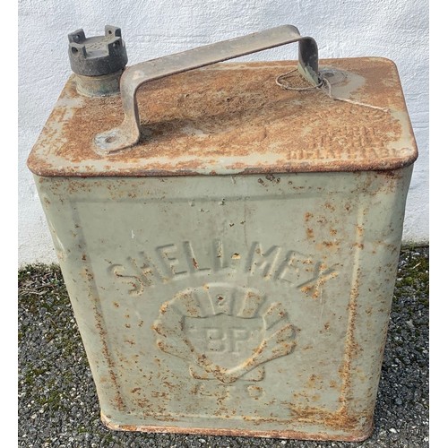 50 - Vintage BP Shell petrol can, with brass screw cap, 28 x 25 cm.