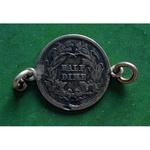 101 - United States of America silver coin, Half Dime dated 1860 with seated Liberty, as found, bracelet r... 