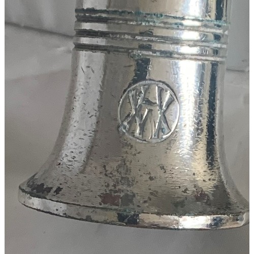 100 - Harland & Wolff, White Star Line interest, a silver plated bell shaped condiment with company logo, ... 