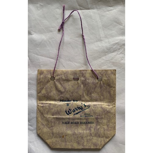 153 - Vintage Guernsey cinema confectionary bag, made for Warry's Vale Road Bakeries and The Regal Cinema,... 