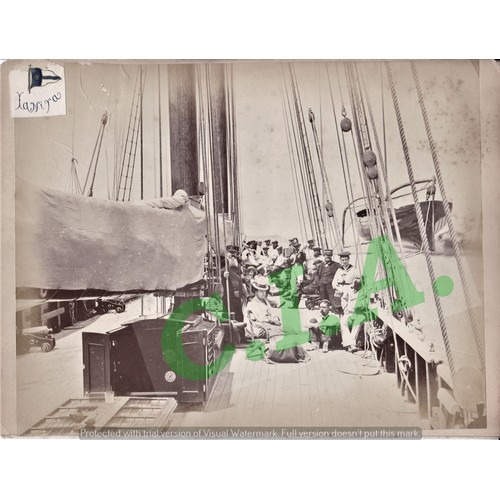 155 - Guernsey Maritime History interest - A rare pair of unique real photographic images, crew and visito... 