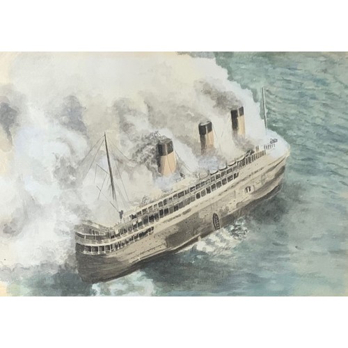 156 - English Channel Maritime History, the French Liner SS L'Atlantique on fire in the English Channel, 2... 