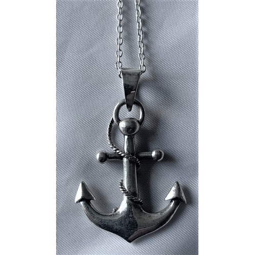 138 - A silver Anchor pendant necklace, modern.