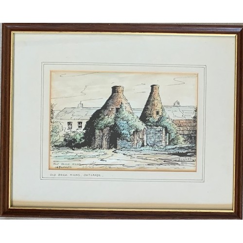 26 - Charles A. Jaques (20th century), Old brick kilns, Oatlands, Guernsey, coloured print, 12.5 x 18 cm.