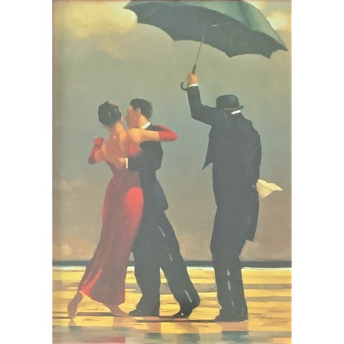 34 - Jack Vettriano OBE (Scottish, Born 1951) - The singing Butler, coloured print circa 1992, gilt frame... 