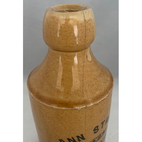 50 - A scarce Jersey ginger beer bottle with a honey coloured glaze, transfer printed 'Ann Street Brewery... 