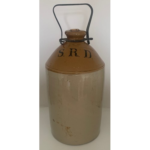 62 - A WWI two tone flagon with metal swing handle, marked S.R.D. for the Supply Reserve Depot, with late... 