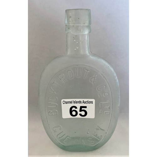 65 - Bucktrout & Co.Ltd. Guernsey, clear glass whisky flask, 17 cm high, a/f small chip to lip.