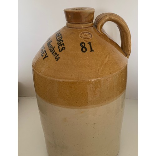 20 - A scarce stoneware two tone flagon, with black transfer 'Mellish & Hedges Wine and Spirit Merchants ... 