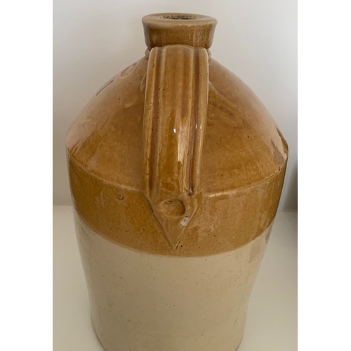 20 - A scarce stoneware two tone flagon, with black transfer 'Mellish & Hedges Wine and Spirit Merchants ... 