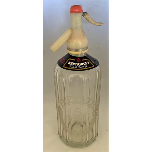 36 - A clear glass soda syphon, Schweppes soda water, 30 cm high.