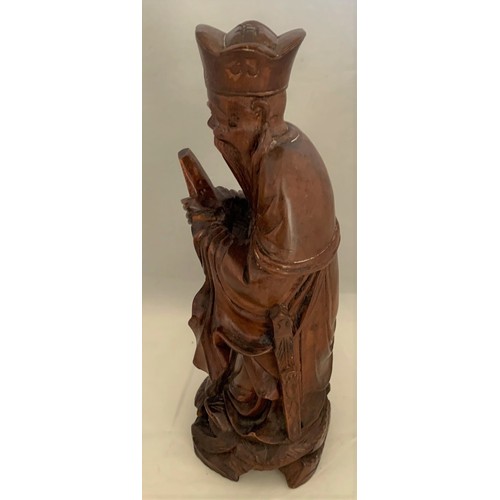 75 - Chinese finely carved hardwood figure depicting a Sage, 20cm high.