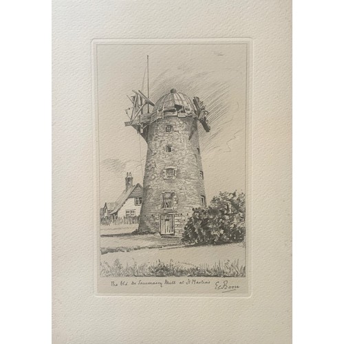 17 - A rare Guernsey etching, The Old De Saumarez Mill at St Martins, signed and inscribed in pencil by E... 