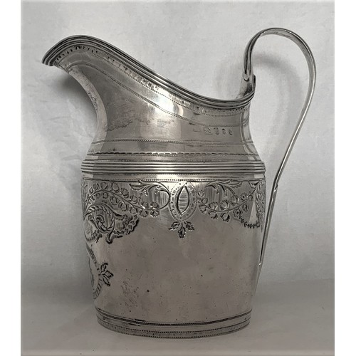 84 - George III silver cream jug, London 1796, probably by Peter Bateman, with bright cut floral and swag... 