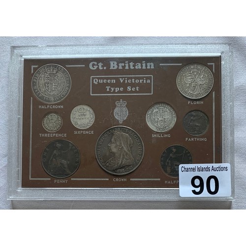 90 - Queen Victoria 1900 cased set, nine coins of mixed grades (9).