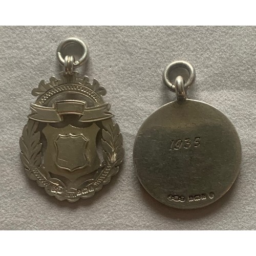 102 - Two Guernsey silver award medals, Giffard football cup 1930 & school sports 1935 (2).