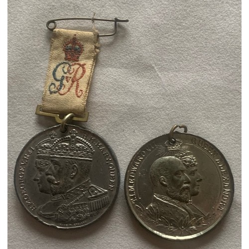 103 - Guernsey white metal Coronation medals, Edward VIII & George V (2).