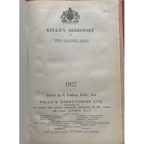 142 - Kelly's Directory of the Channel Islands 1927, Jersey, Guernsey & Alderney, with fold-out maps, adve... 