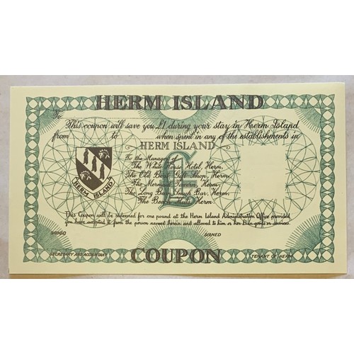 156 - Herm Island £1 Coupon, circa 1960's, unused.