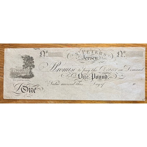 158 - Jersey Parish Banknote, St Peter's, 18th century, unissued.