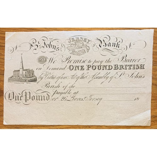 159 - Jersey Parish Banknote, St John's, 18th century, unissued.