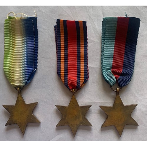 169 - Atlantic Star, 1939-1945 Star, Burma Star and two Defence medals (5).