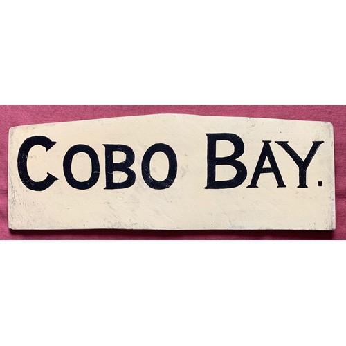 171 - A rare double sided hand painted bus route sign, L'Eree Bay to Cobo Bay, Guernsey, circa 1950's, 12.... 