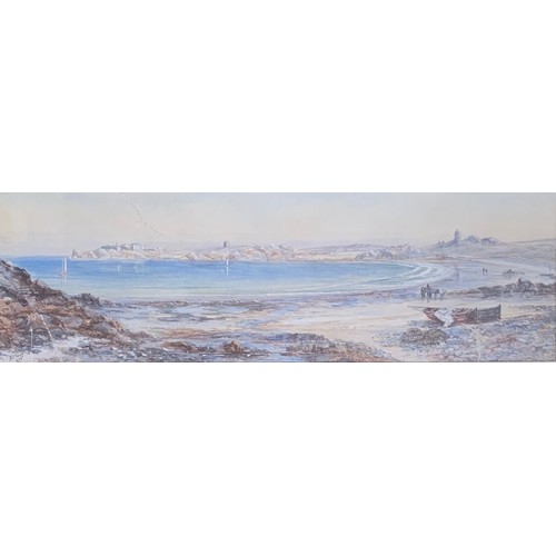 192 - A.B. Carey (19th century) West coast, Guernsey, watercolour signed and dated 1873, 14 x 46 cm. * Mis... 